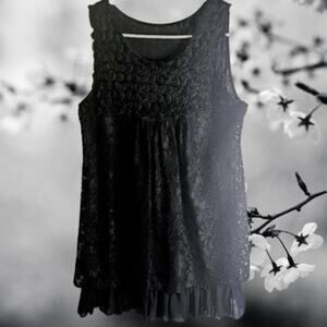 Black lace dress small lined sleeveless chic adorable dress.